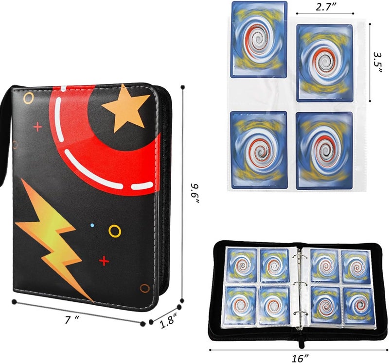 NUOSWEK Trading Card Binder 4 Pockets, 3-Ring Zipper 400 Pockets Card Holder Book with 50 Removable Sleeves, Card Folder Album for Trading Cards, Game Cards - Image 5